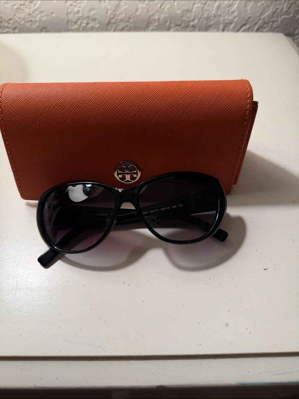 Tory Burch Black Sunglasses with Orange Logo Case